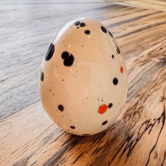 Vintage Ceramic Splatter Paint Speckled Easter Egg Decor, 3” - Picture 9 of 9